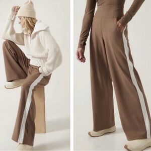 Athleta Brown Wide Leg Pants with Cream Stripe #V00